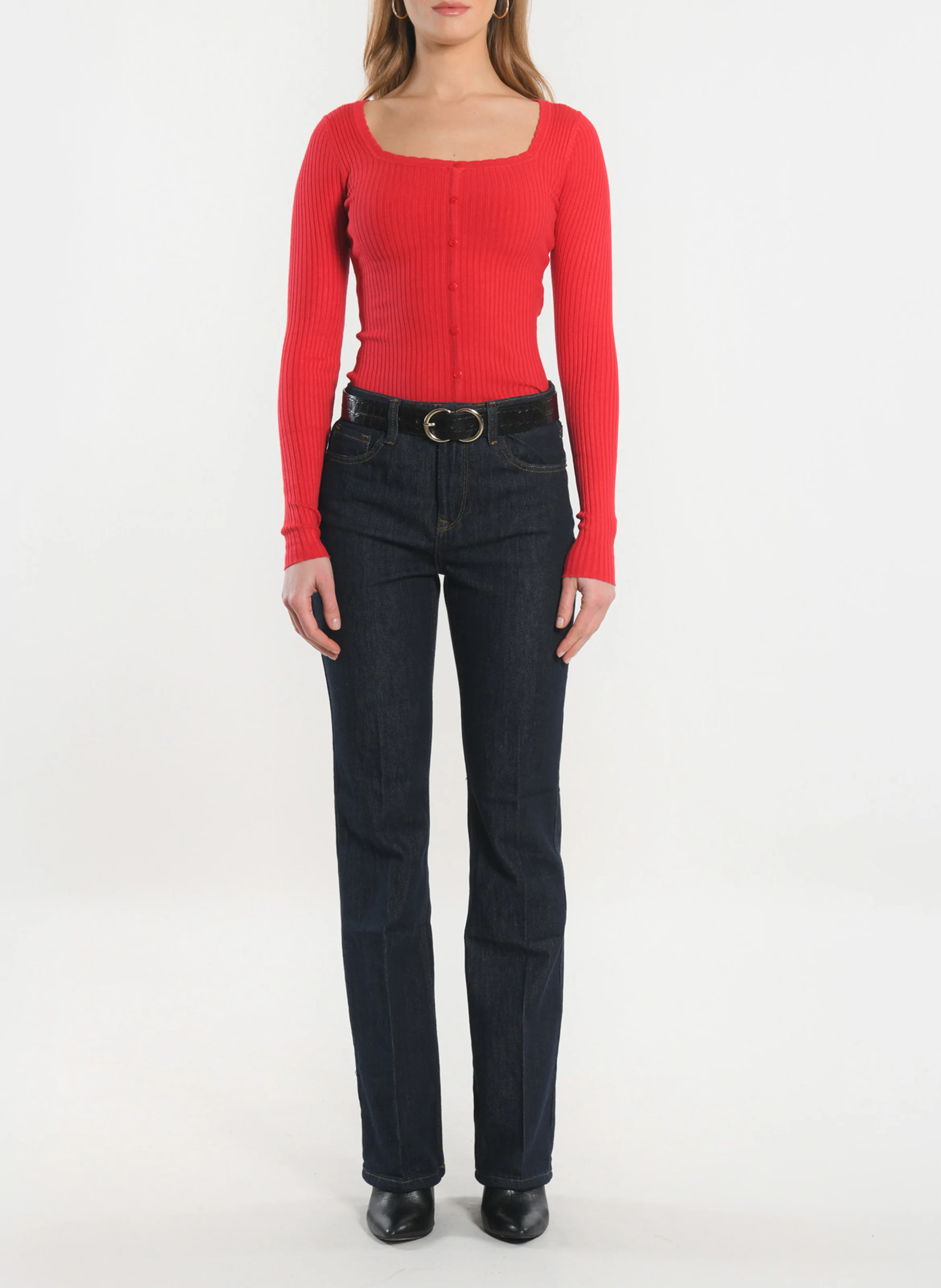 ELISABETH - Pull col carré | Rouge