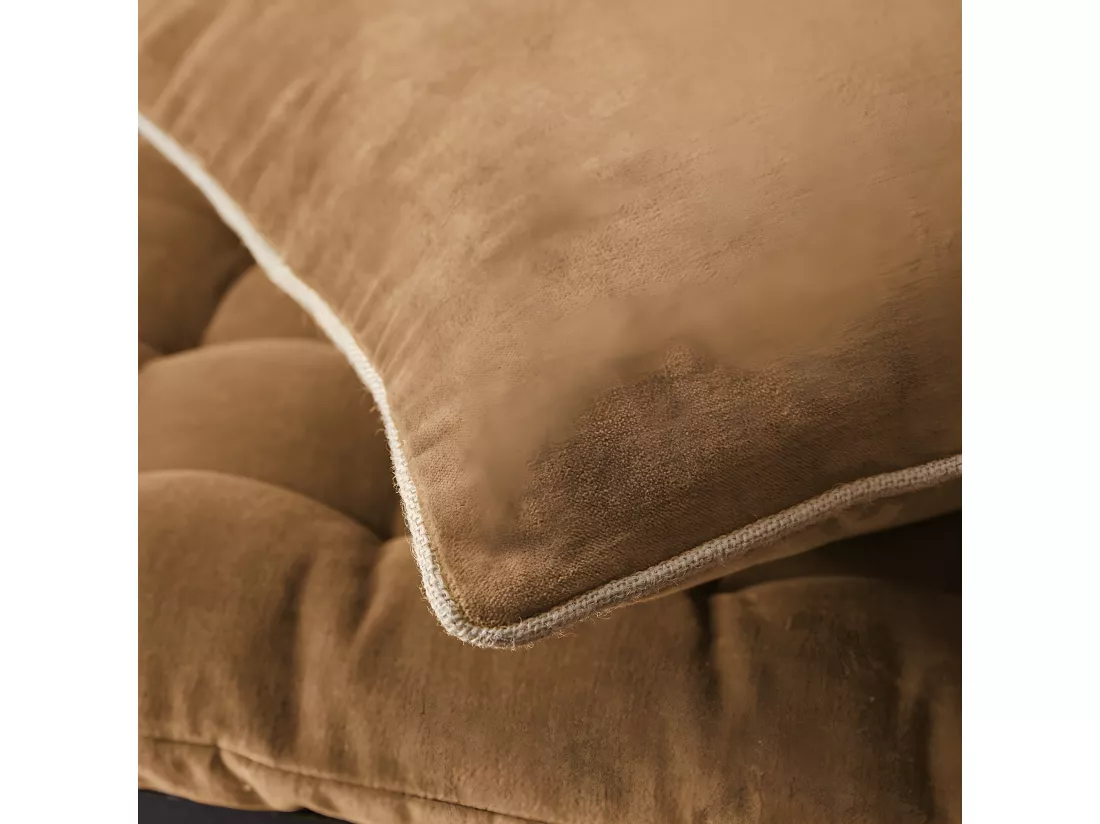 HARRIS - Coussin Déhoussable 45x45cm Velours de Coton Coloris Camel