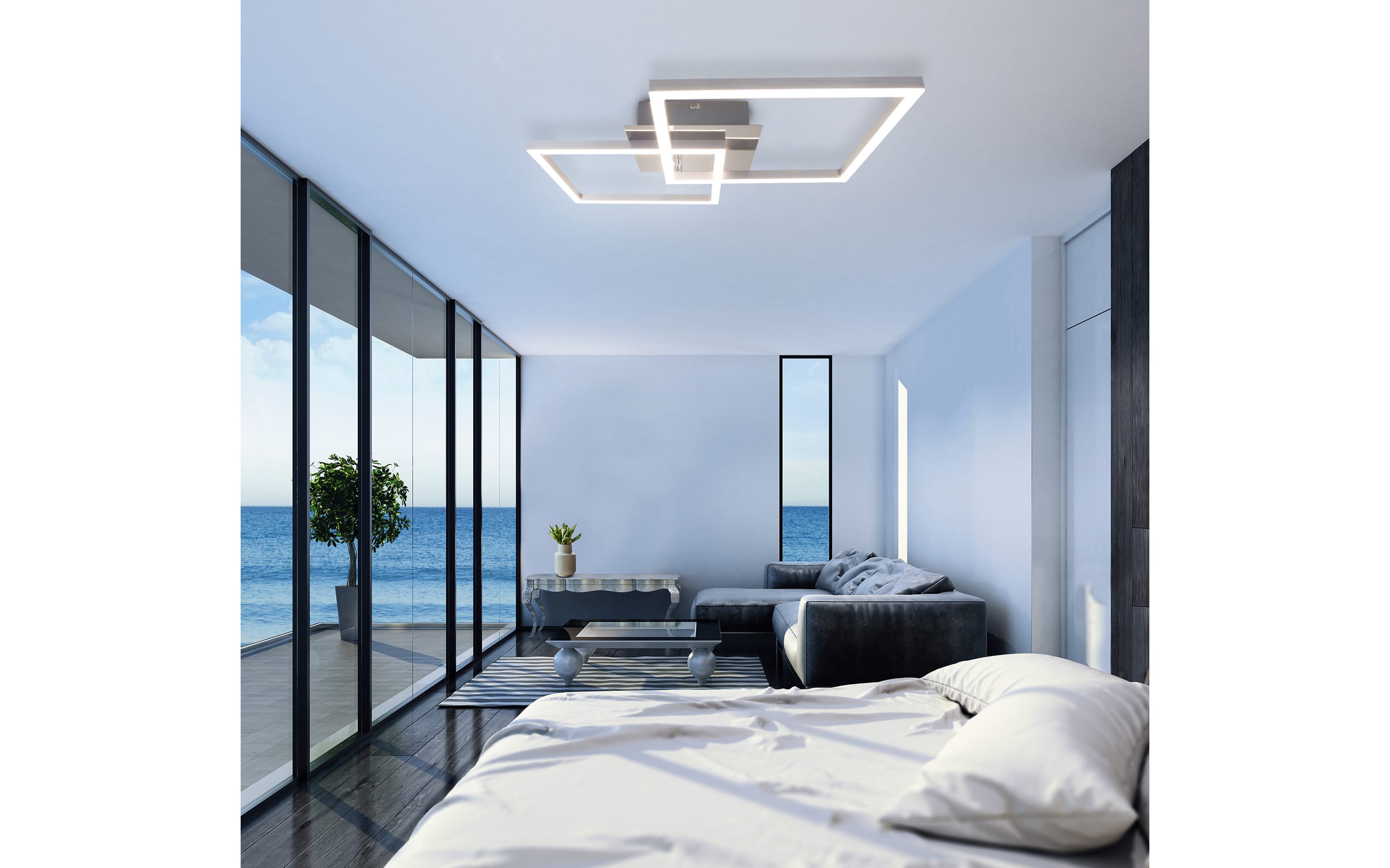 LED-Deckenleuchte, silberfarbig, 62 cm