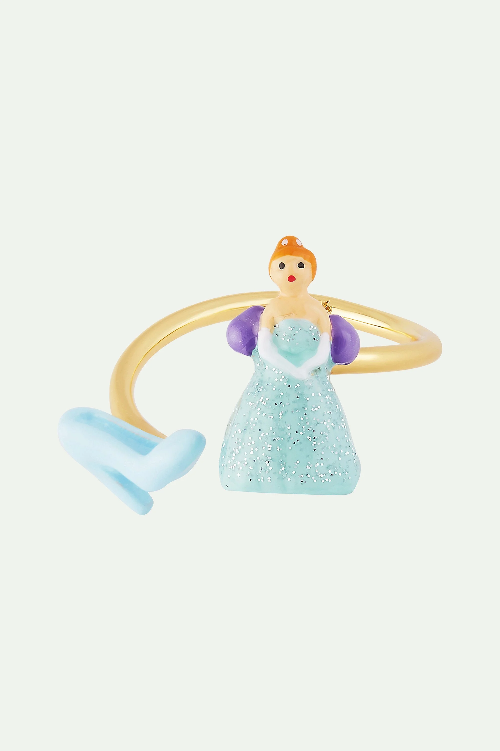 Bague ajustable cendrillon et soulier | Bleu