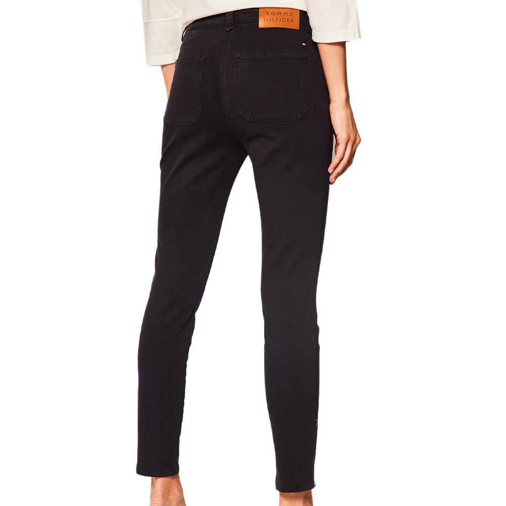 Tommy Hilfiger Pantalon Noir Femme Tommy Hilfiger Cotton Stretch Cargo