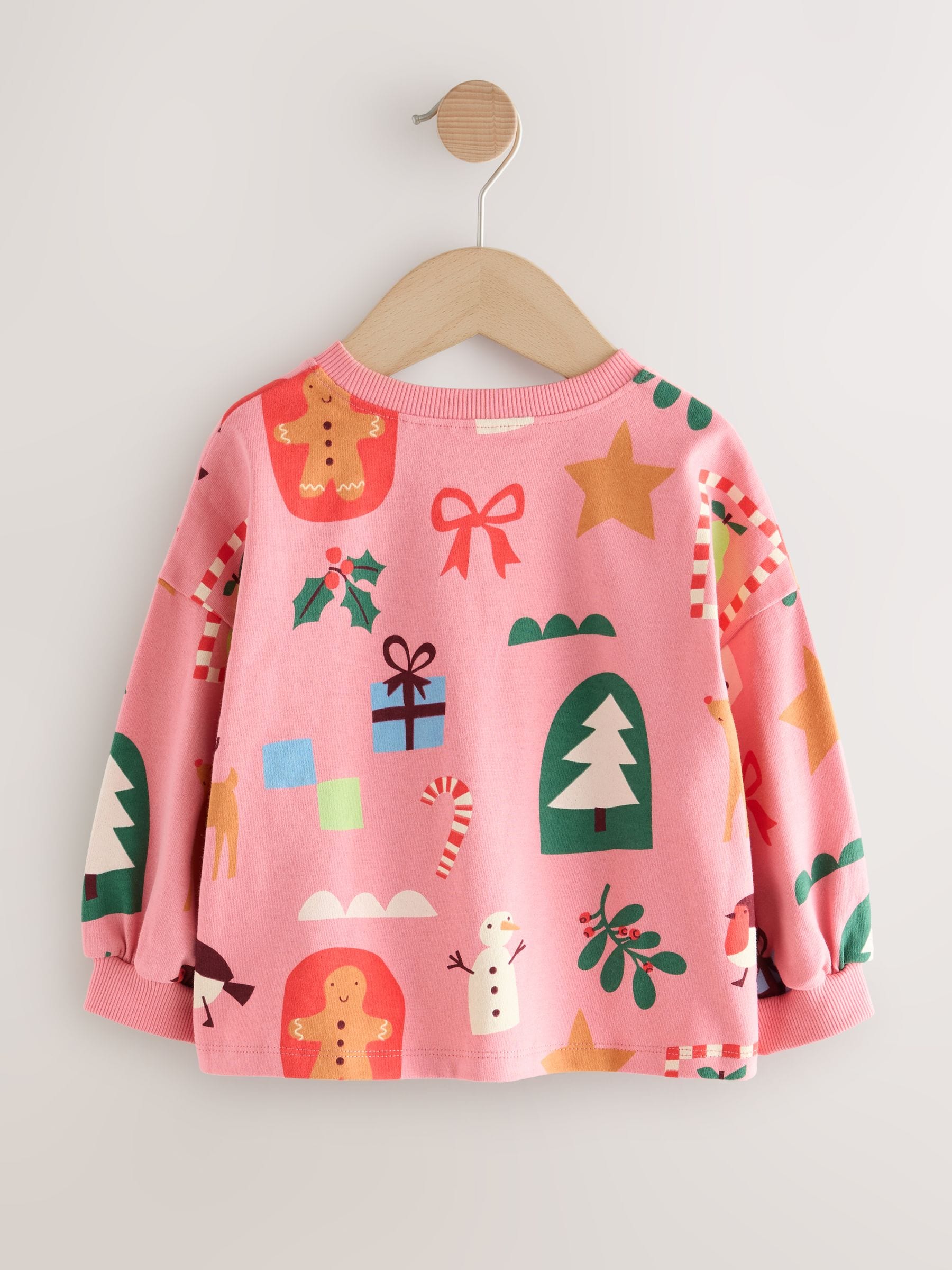 Roze Kerstmis - T-shirt met lange mouwen (3 mnd-7 jr)