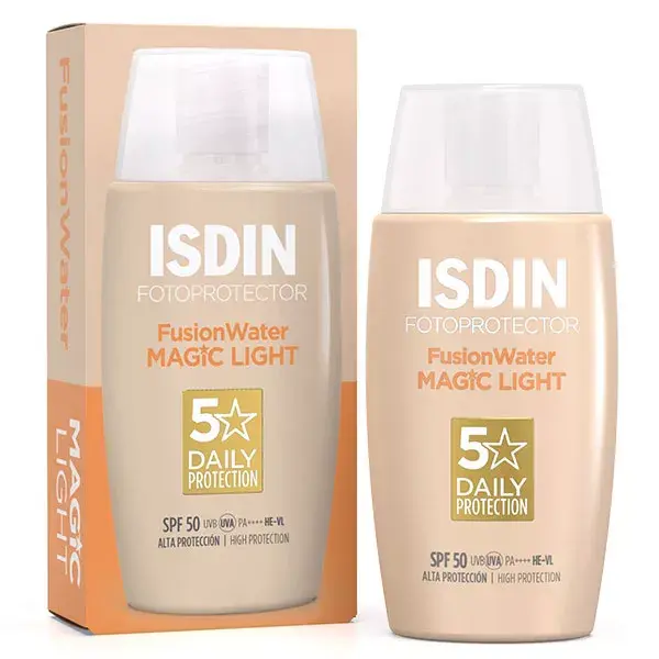Protetor solar facial Isdin Fusion Water Color com leve cor FPS 50 50ml