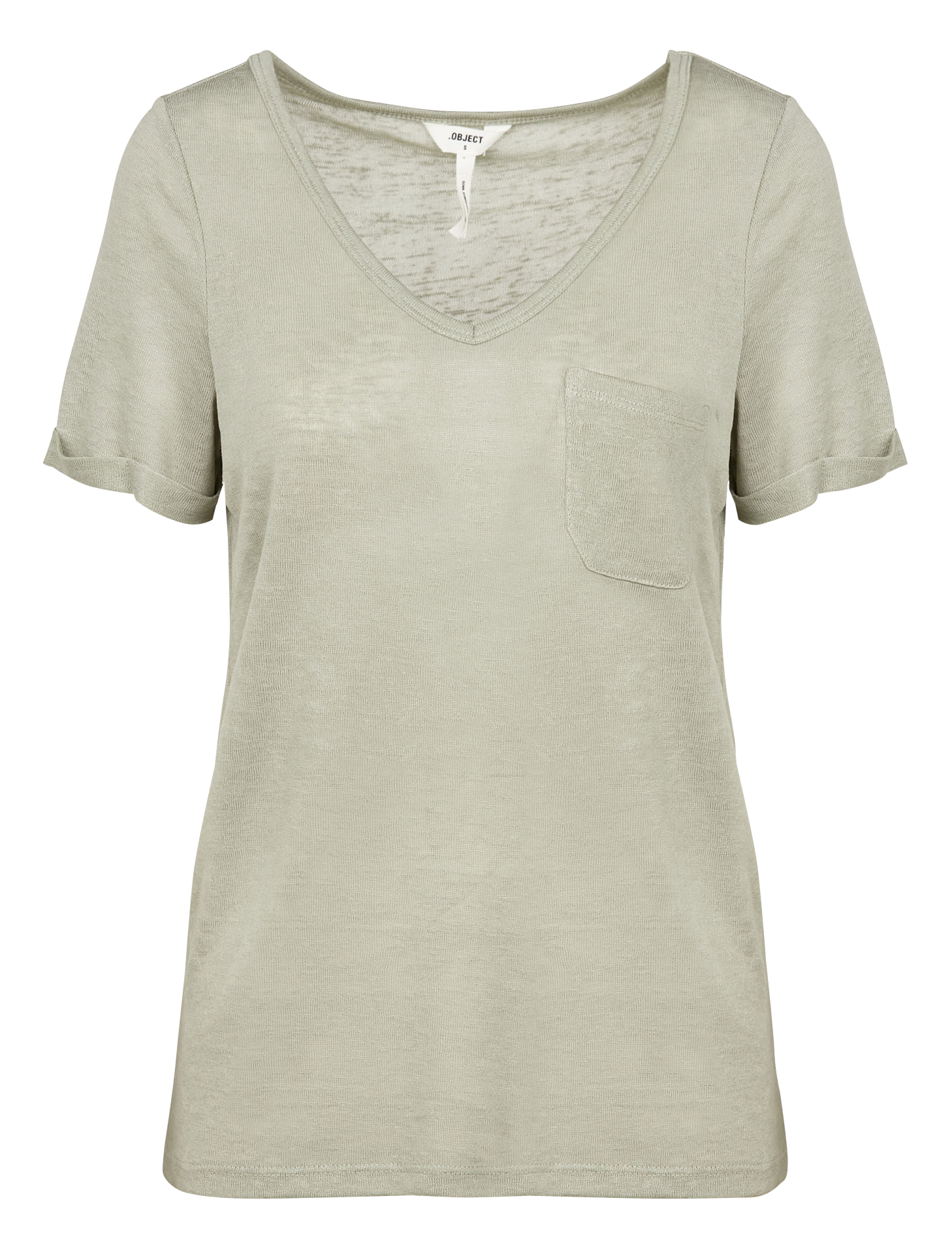 OBJTESSI SLUB S/S V-NECK NOOS - Tee-shirt col V en jersey | Vert