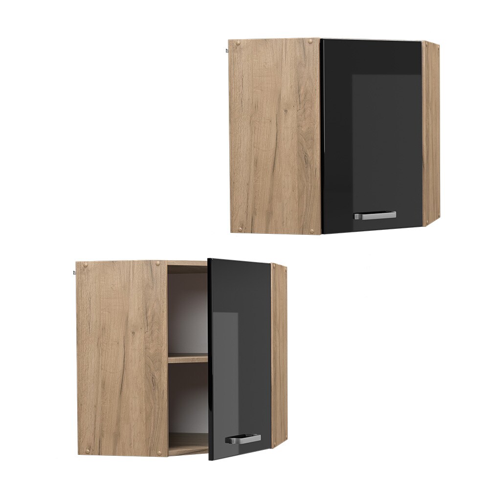 Vicco Eckhängeschrank Küchenschrank R-Line Solid Eiche Schwarz 57 cm modern