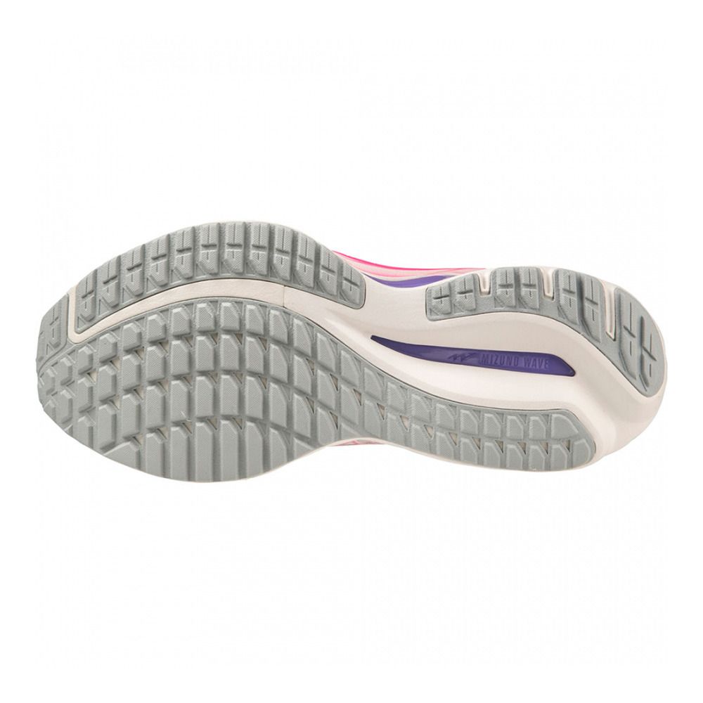 Mizuno WAVE INSPIRE 19 - Chaussures running Femme snowwhite/high-vis pink/p.punch