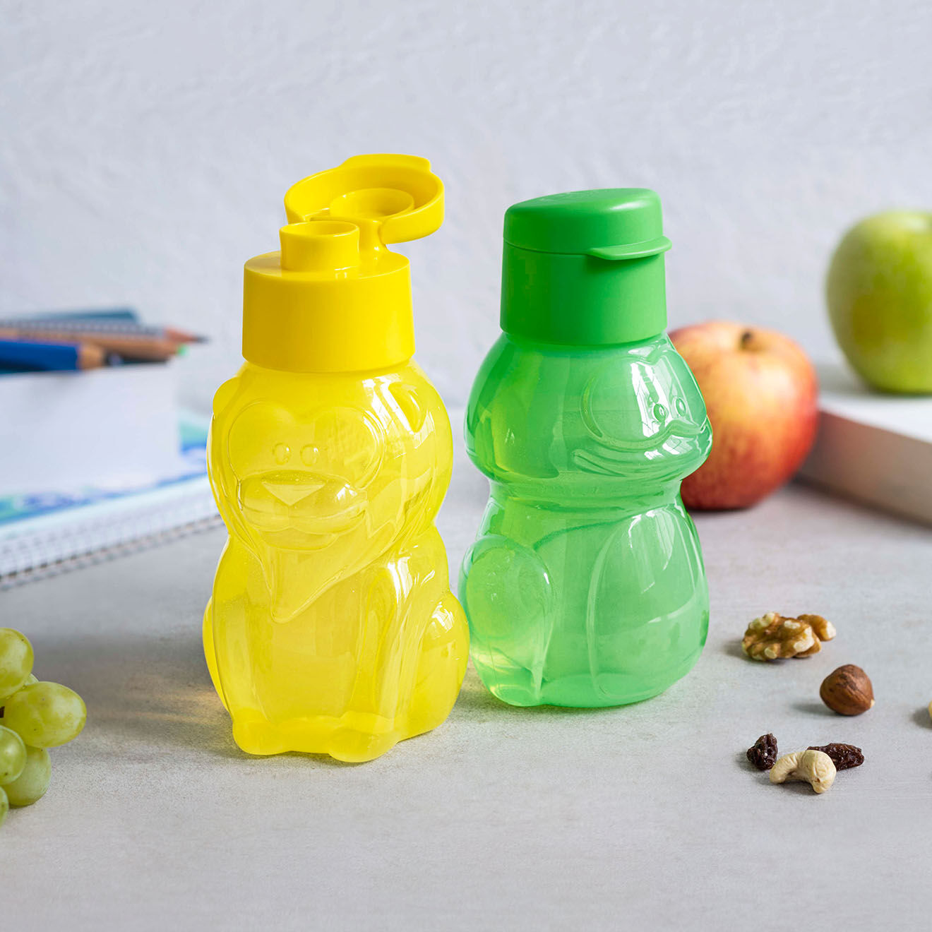 Tupperware 2 Eco bouteilles Lion & Grenouille jaune/vert - 350ml