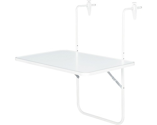Hangende balkontafel, kunststof, 60x40 cm, wit
