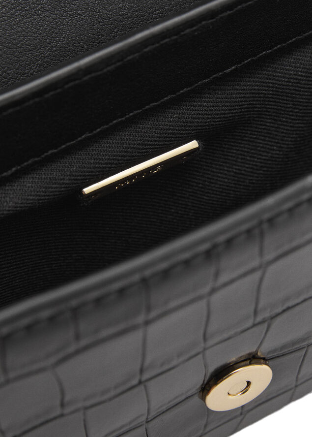 MANGO Croc-effect flap bag Black