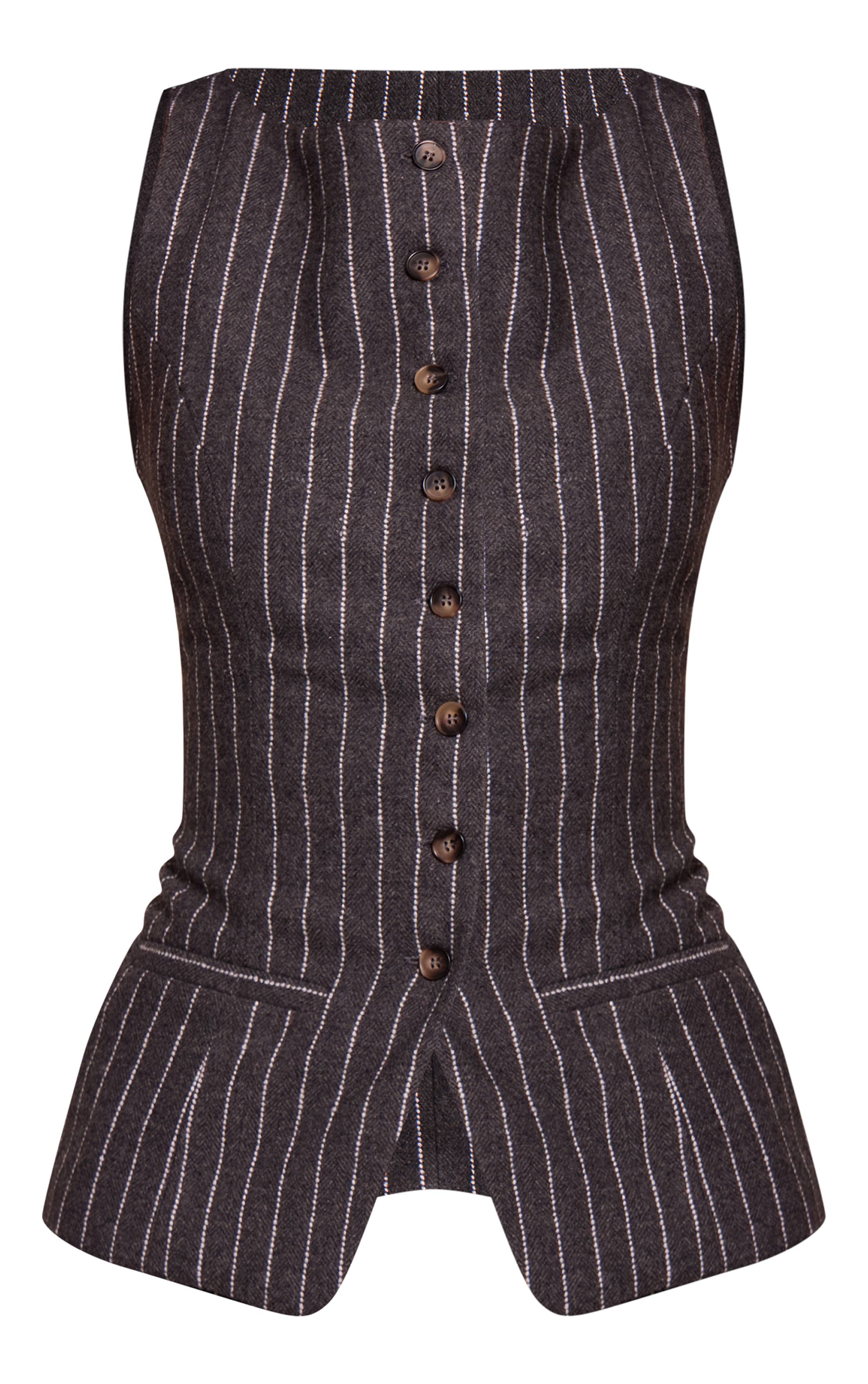 Gris Gilet Sans Manches Ajusté En Tissu Brossé