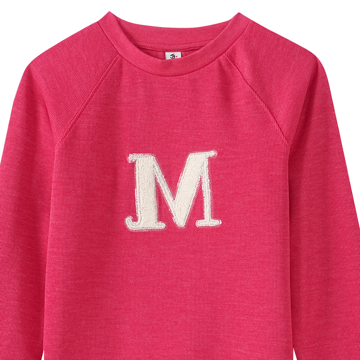 Yigga Mädchen Pullover mit Frottee Schriftzug pink