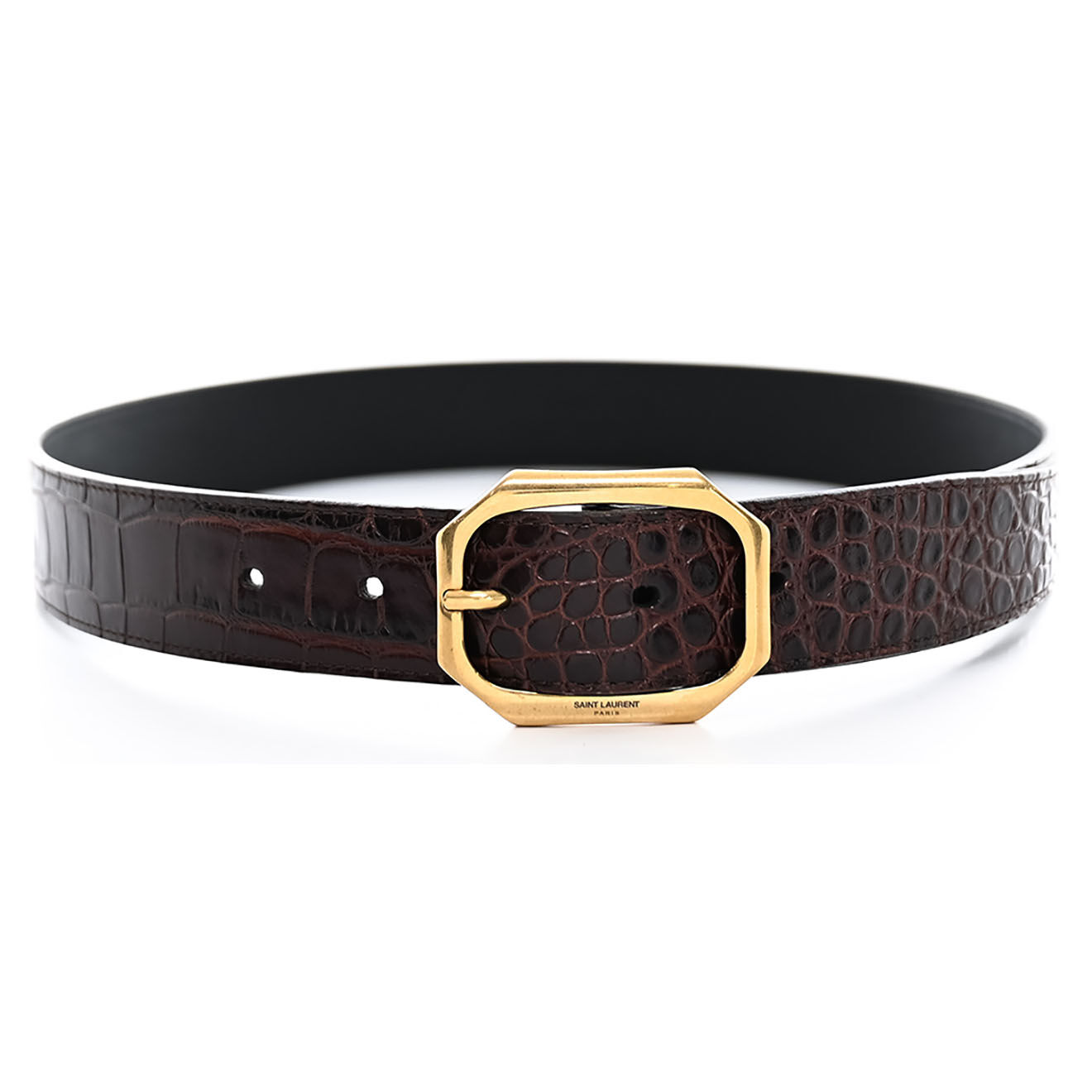 Saint Laurent Ceinture en Cuir effet croco marron - Neuf sans étiquette