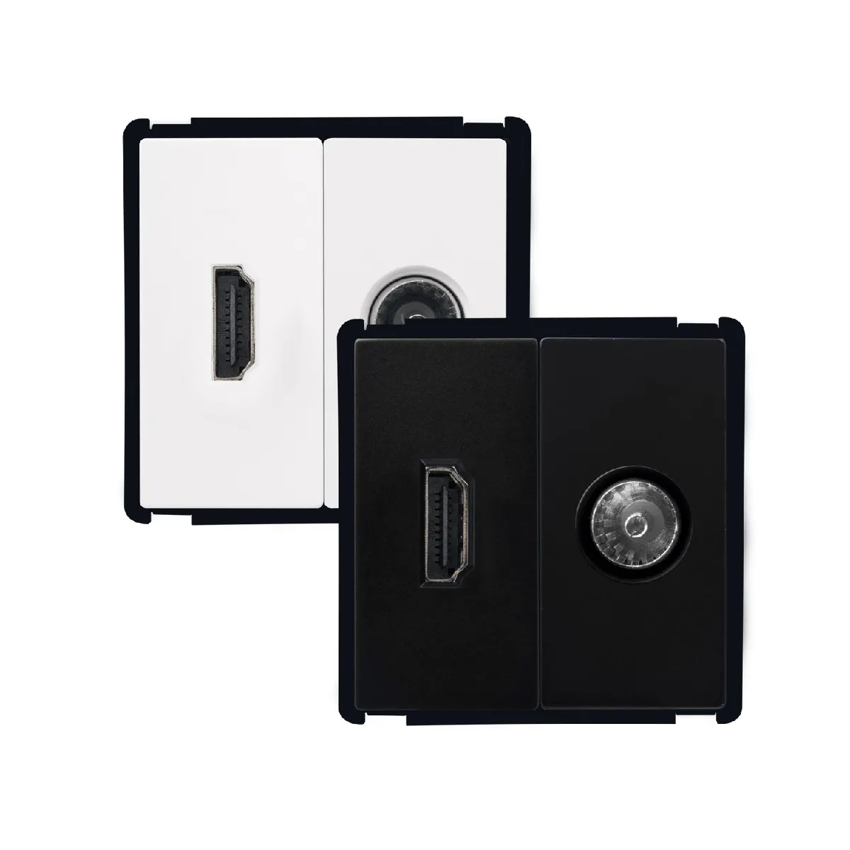 Ledkia Modern Prise HDMI + TV - Noir