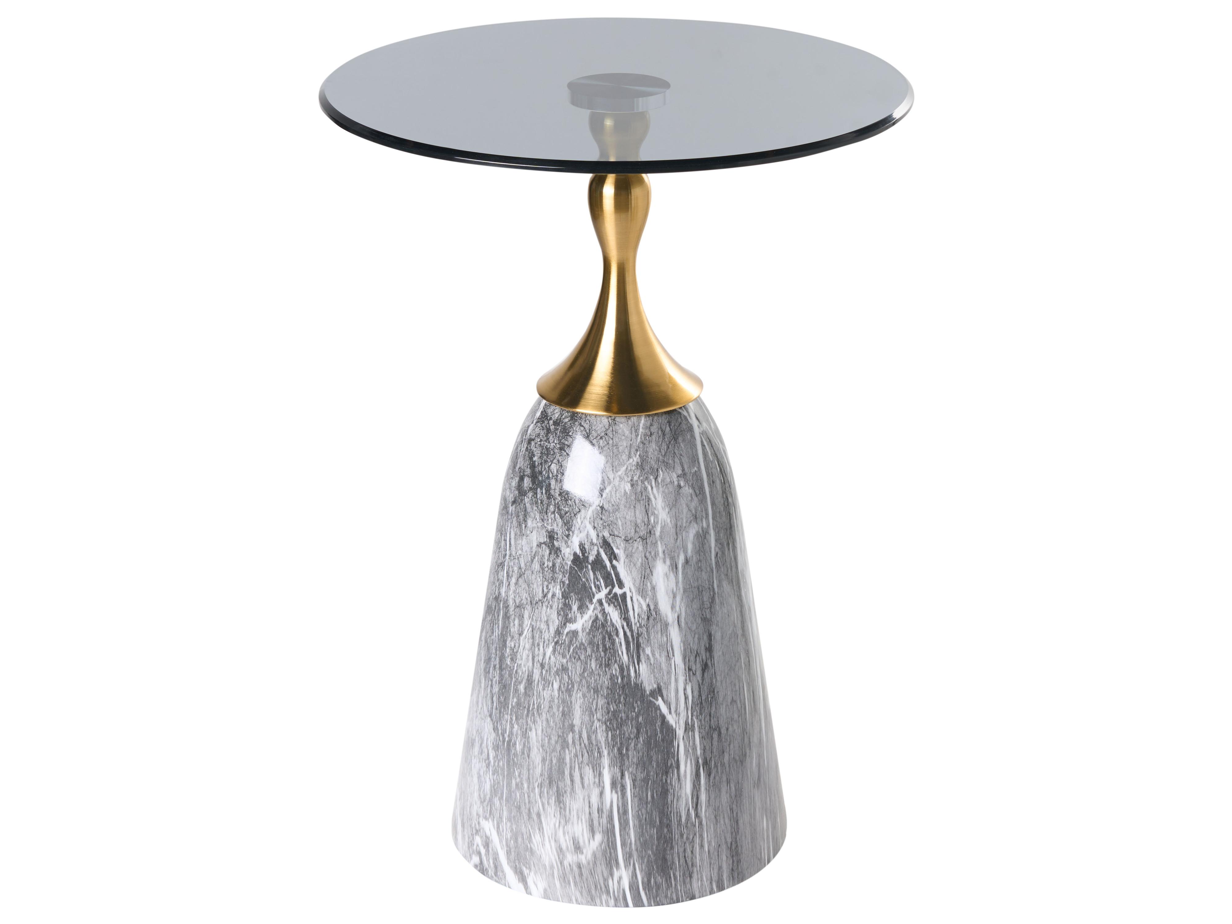 Bijzettafel CARTER Veiligheidsglas Grijs marmer