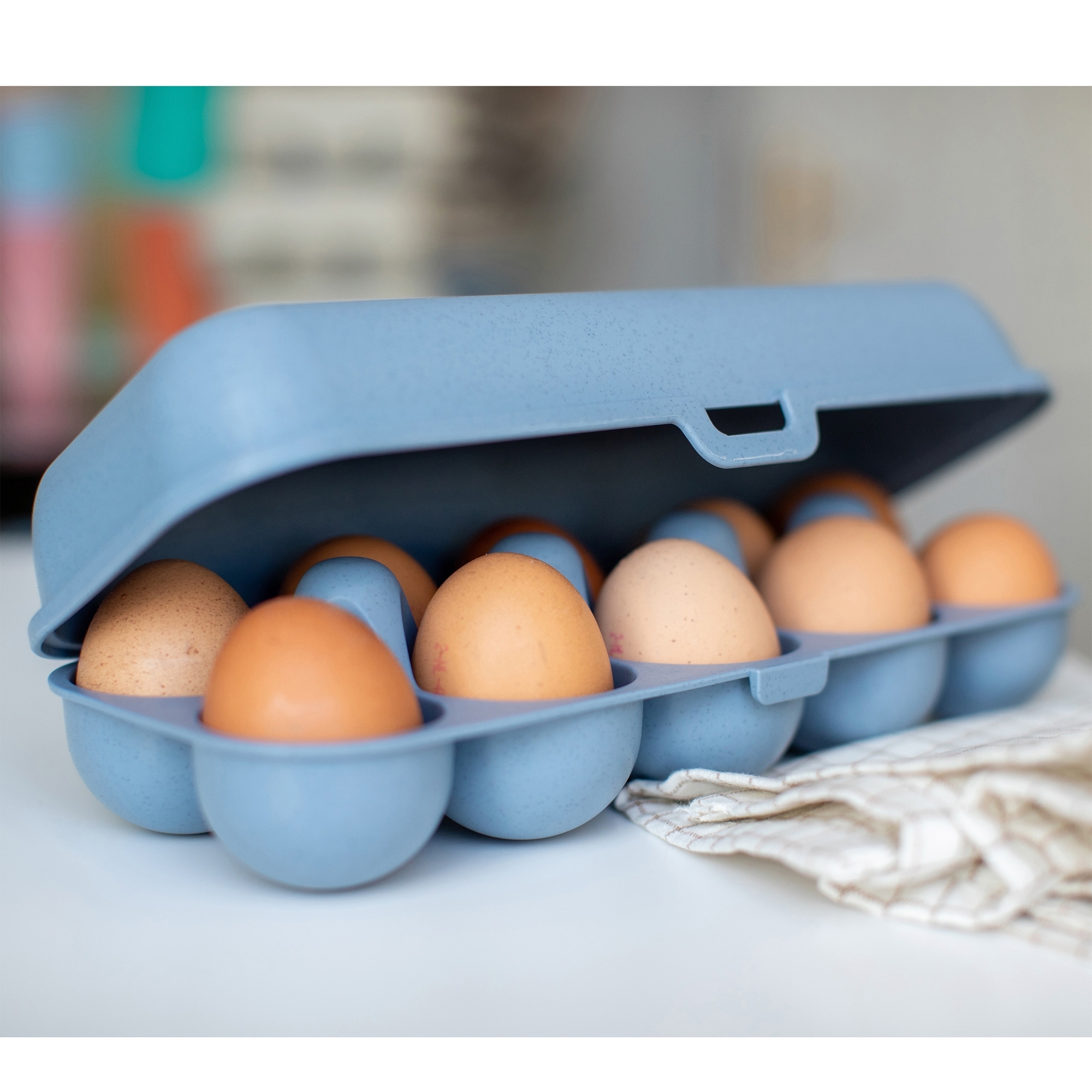 Koziol Eggs to go Eierbox für 10 Eier nature flower blue