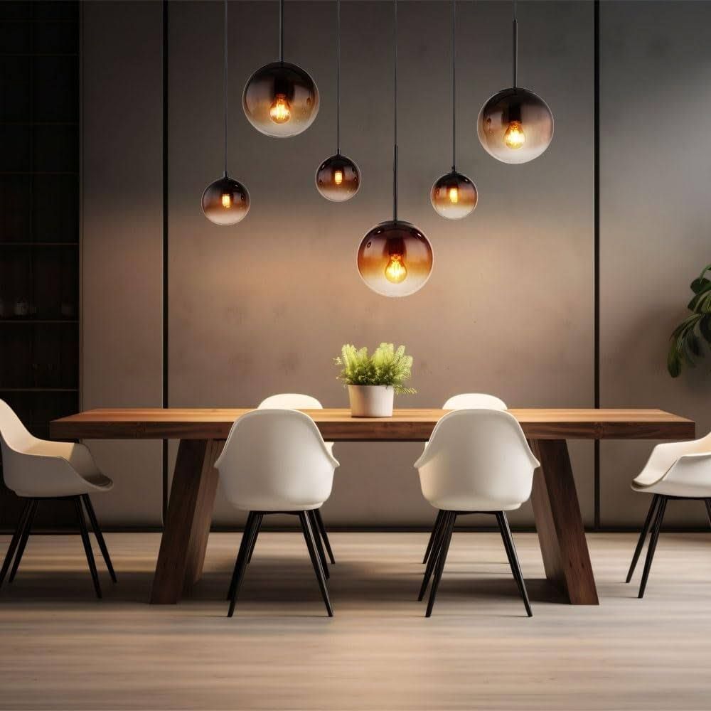 Pendellampe Hängeleuchte Pendelleuchte Esstischlampe schwarz Glas rauch H 117 cm Globo
