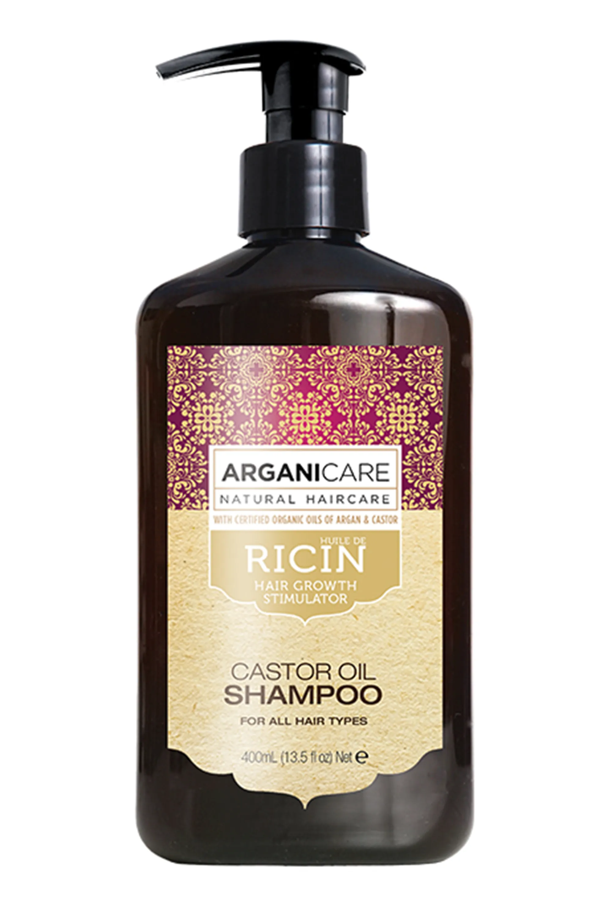 Arganicare Shampooing accélérateur de croissance à l’huile de Ricin Bio-400 ml