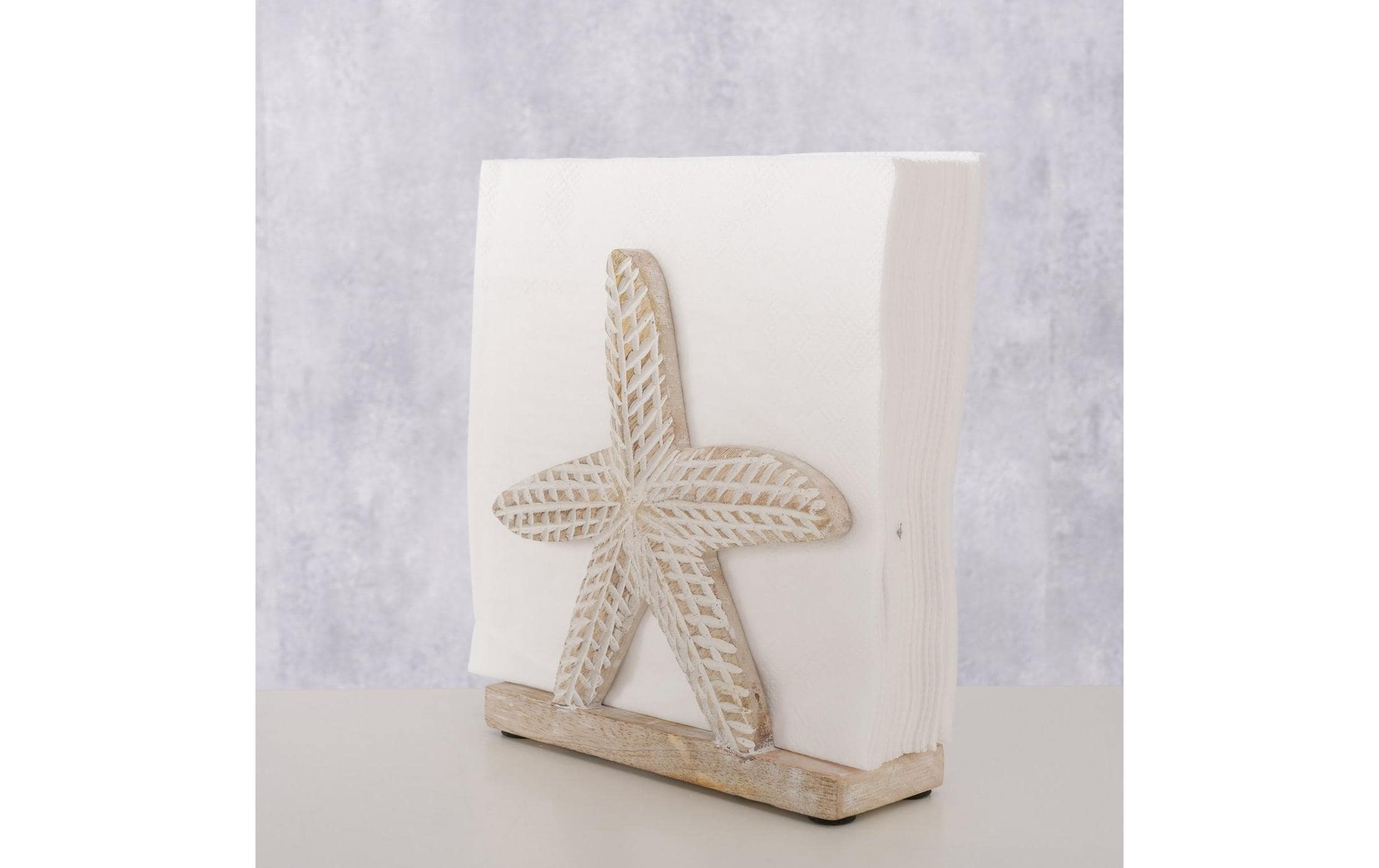 Serviettenhalter Seestern Tenila, Braun / WeissHalter für Servietten aus Mangoholz