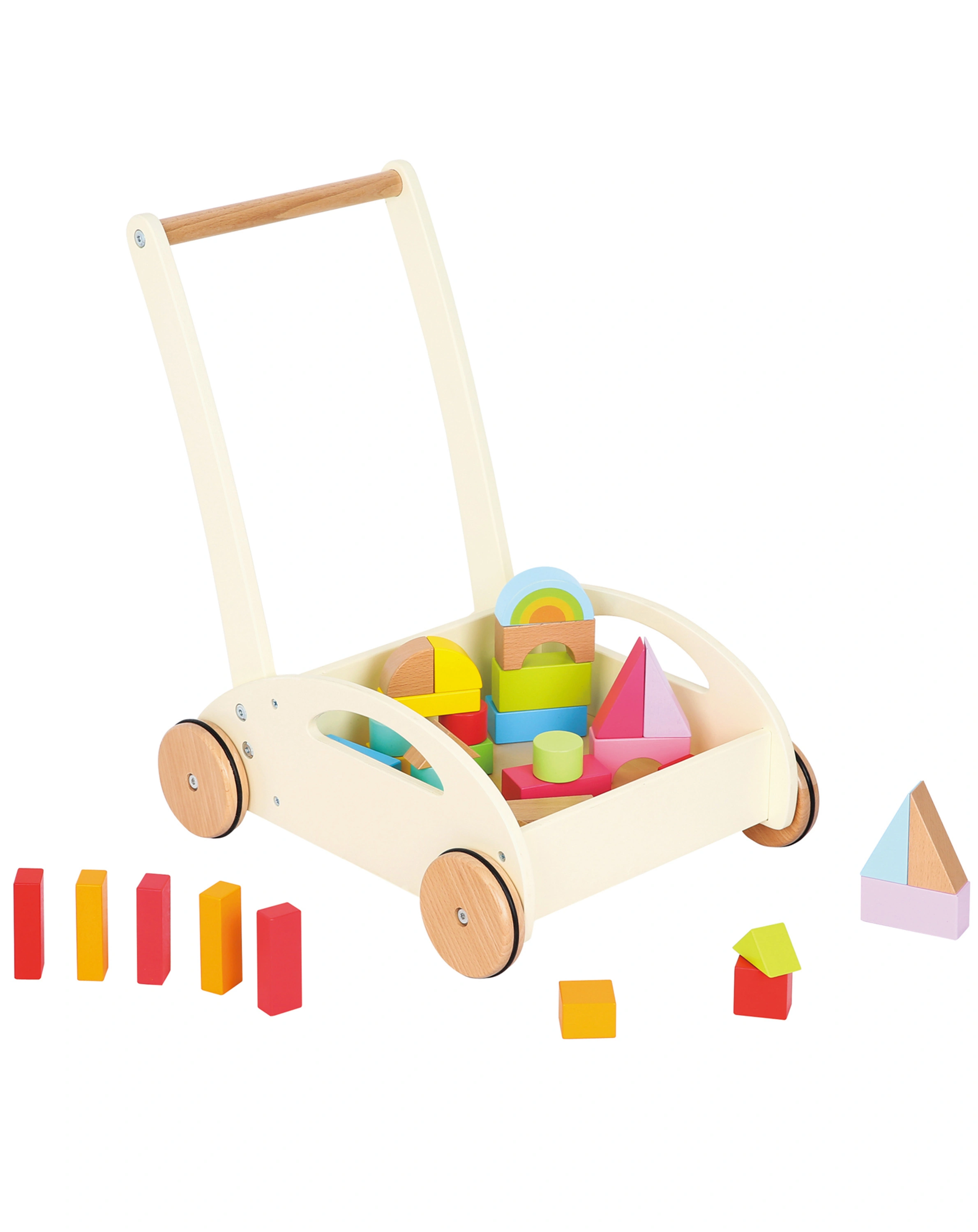 Lauflernwagen BABY WALKER mit Holzbausteinen