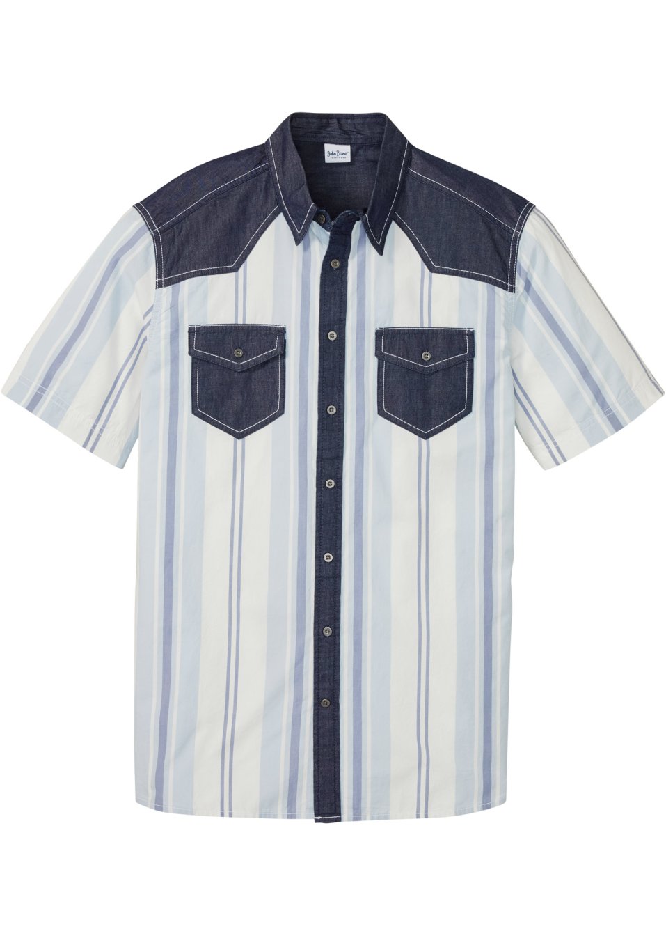 Chemise manches courtes avec empiècement en jean