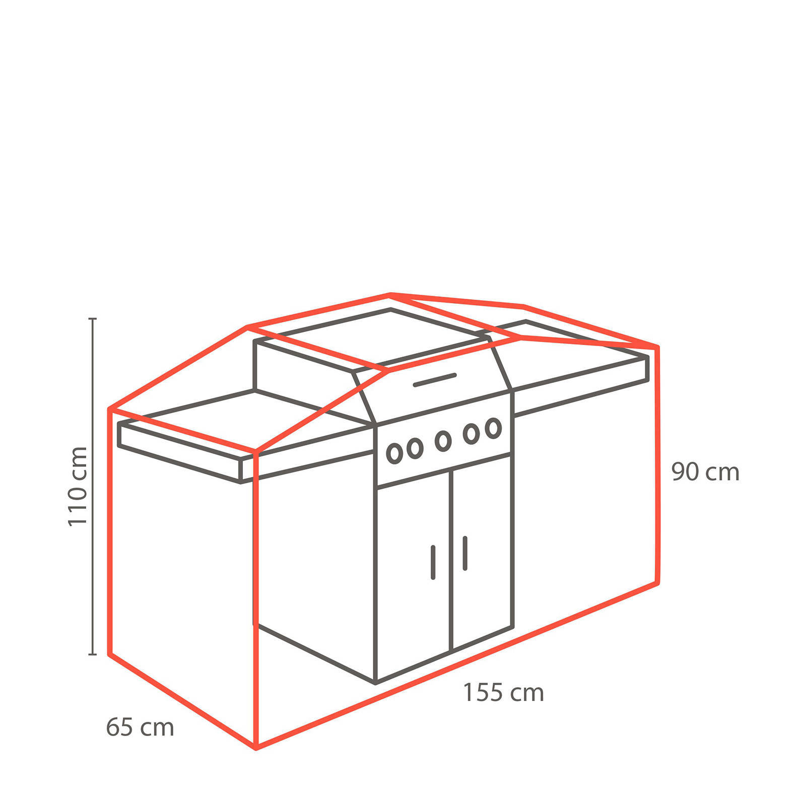 Winza Outdoor Covers Premium beschermhoes barbecue (155x65x110 cm)