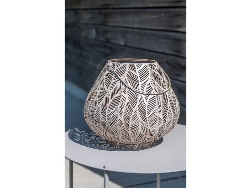 STT Laterne Solar Antic Julia, Ø 29 cm, Alt Weiss/Beige Solarleuchte zum Aufstellen oder Aufhängen