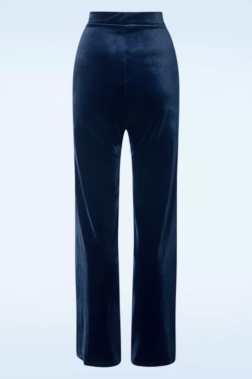 Vintage Chic for Topvintage Cozy fluwelen broek in marineblauw