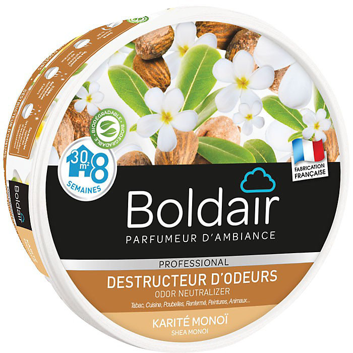 Gel destructeur d'odeurs karité Monoï Pot Boldair 300g
