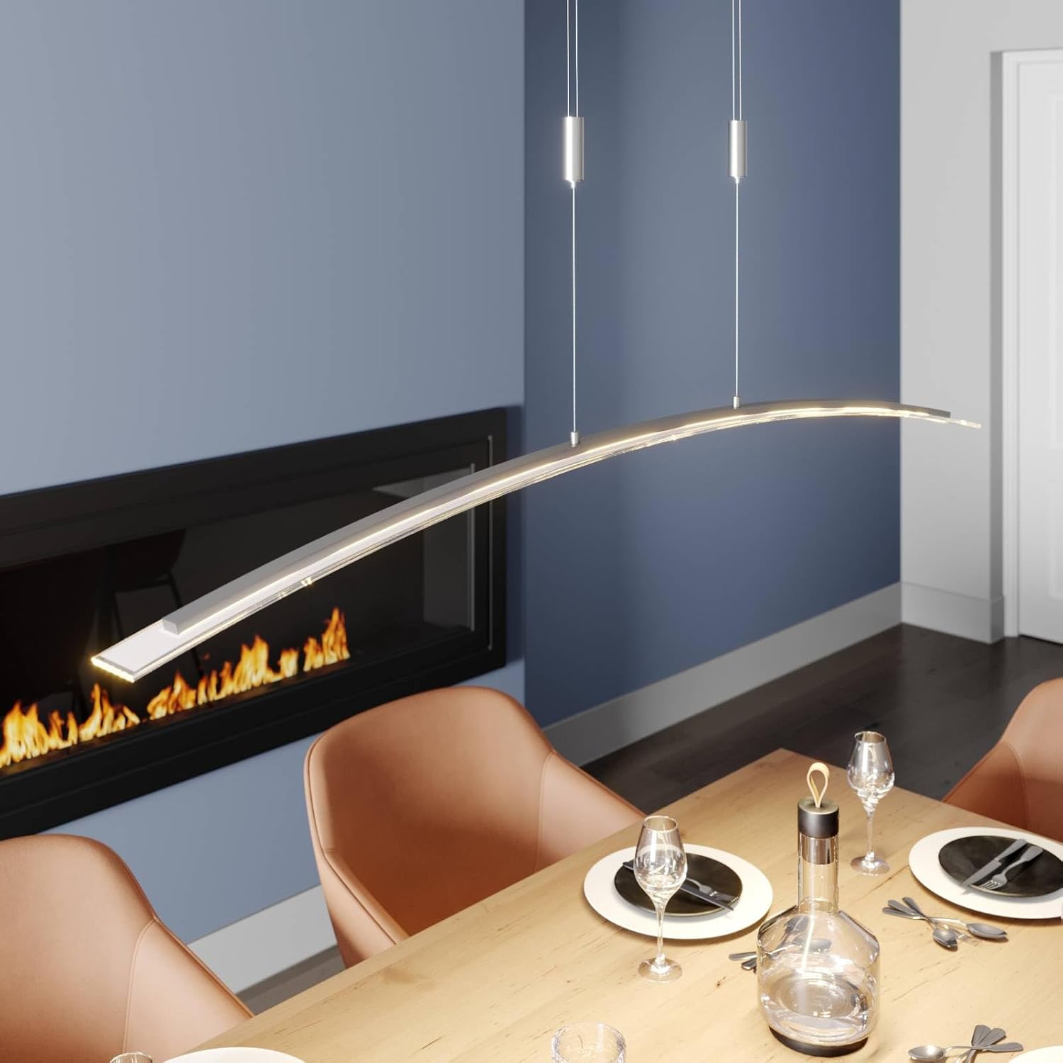 Lindby LED Manon (Modern) in Alu aus Glas (1 flammig,) Wohnzimmerleuchte