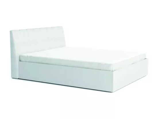 Ensemble chambre VERONA : Lit coffre 180x200 cm, commode 3 tiroirs, tables de chevet, armoire 4 portes, blanc brillant