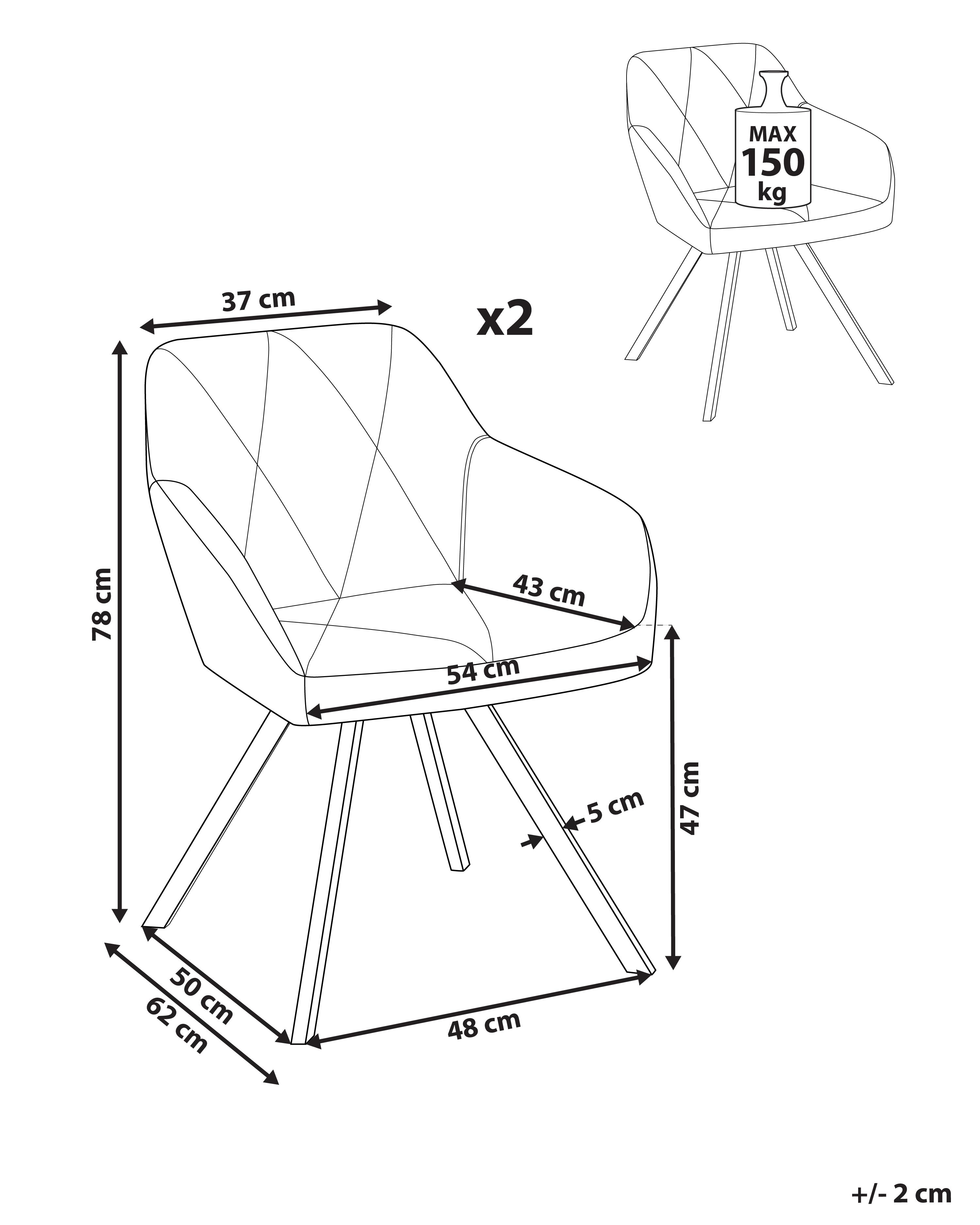 Set van 2 eetkamerstoelen MONEE Zeeblauw
