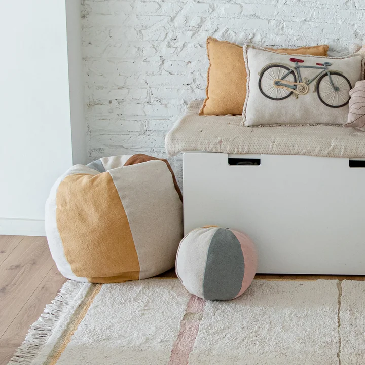 Lorena Canals - Pouf Ball, Ø 45 cm, natur / braun / gelb