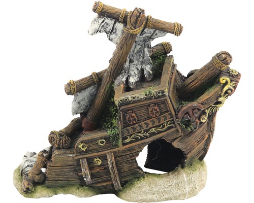 Aquariumdecoratie aquatlantis halve boot 16x7,7x14,5 cm
