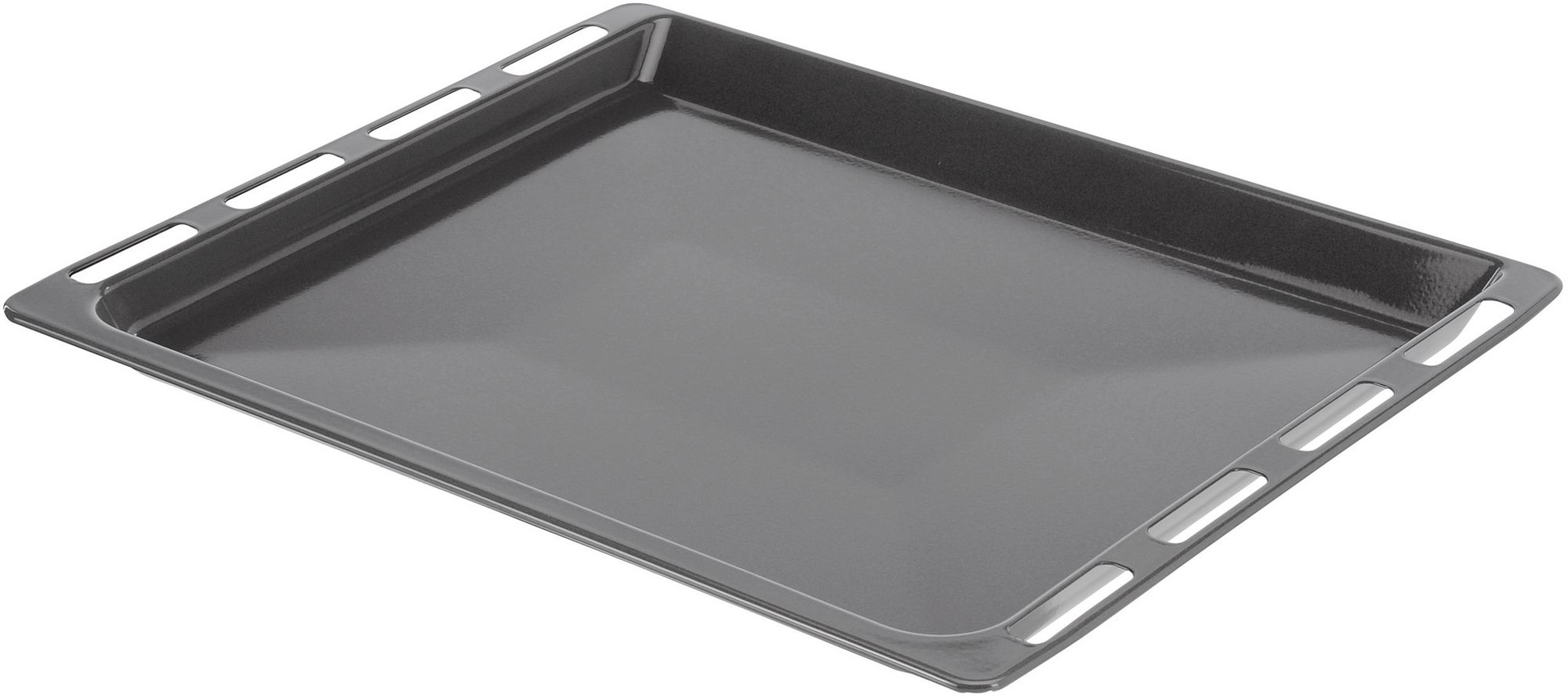 Assadeira autolimpante. Esmalte cinza, adequada para pirólise. Dimensões: 46,5 x 37,5 x 2,5 cm. 00434176