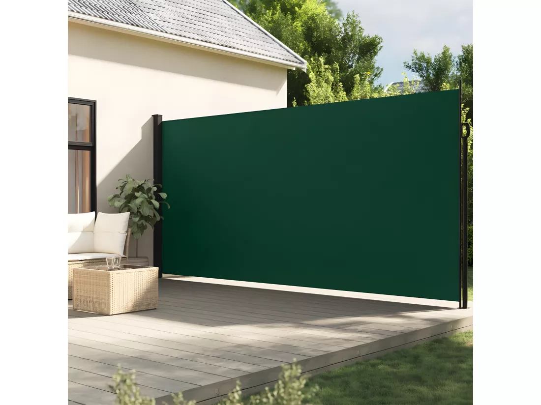 Auvent latéral rétractable vert foncé 200x500 cm