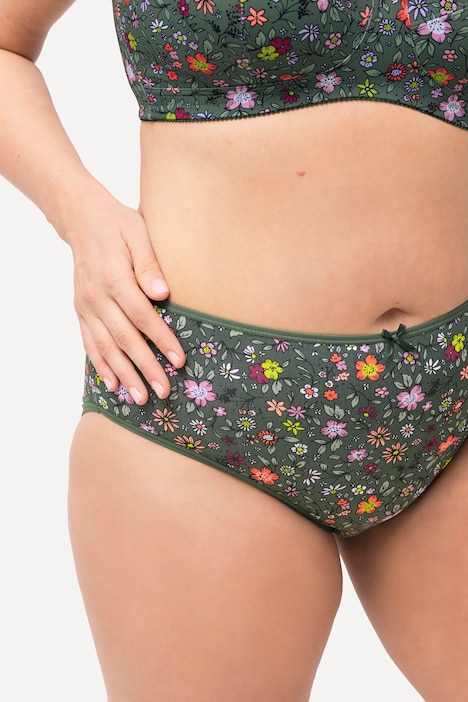 Midislips, 5er-Pack, Blüten/einfarbig