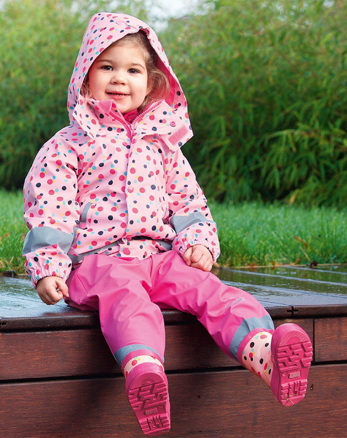 Regenjacke PUNKTE mit Innenfleece in hellrosa