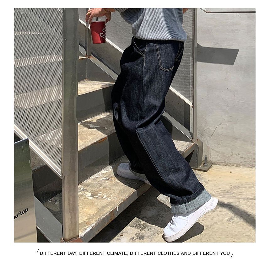 Okwano - Mid Rise Unwashed Baggy Jeans