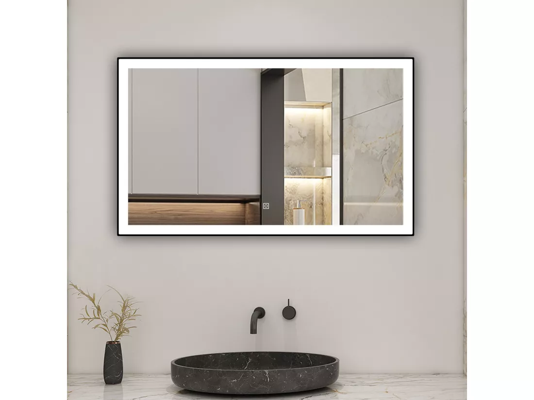 AICA Miroir lumineux 120x70cm 3 couleurs + dimmable + anti-buée + mémoire, miroir salle de bain LED
