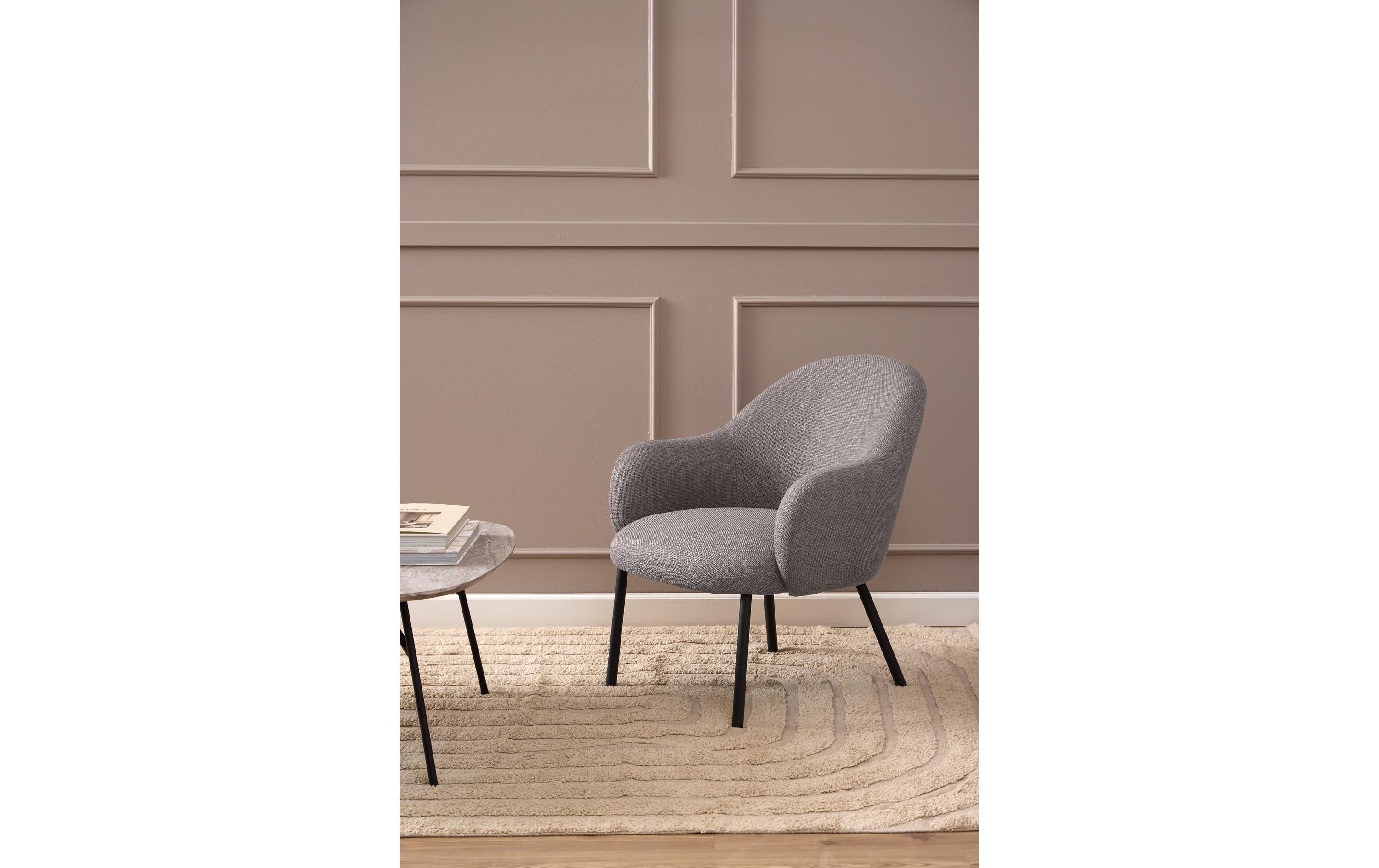 Sessel Spencer Polyurethan (PU)/Stahl, Hellgrau/Braun<br>Eleganter Loungesessel mit klarer und runder Silhouette
