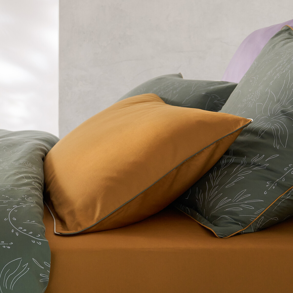 EMMA X LA REDOUTE INTERIEURS<br>Lençol de algodão sat, borda 30 cm, Bérénice