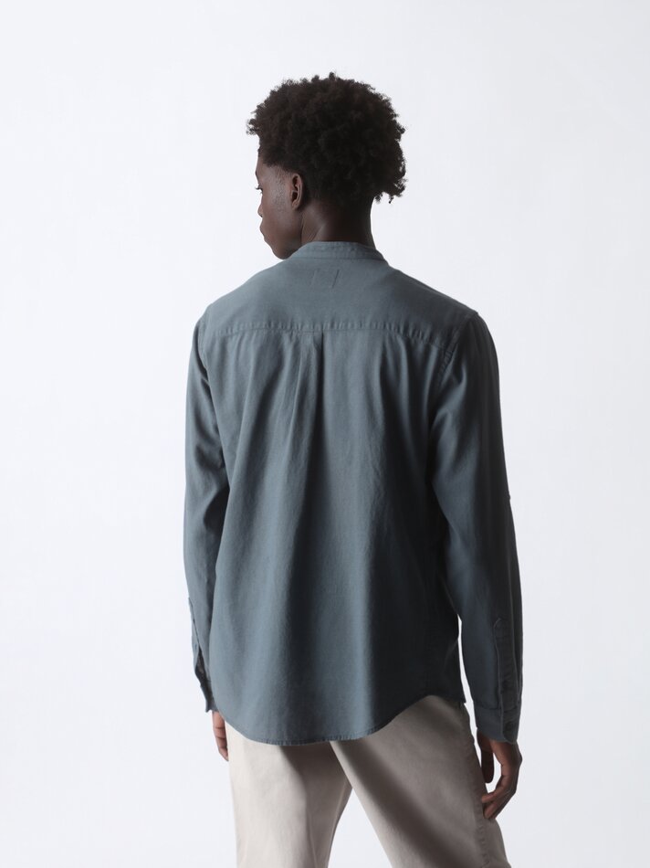 Camisa de algodão e linho - Verde Grama
