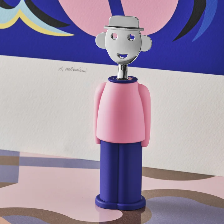 A di Alessi - Korkenzieher Alessandro M., hellblau / rot
