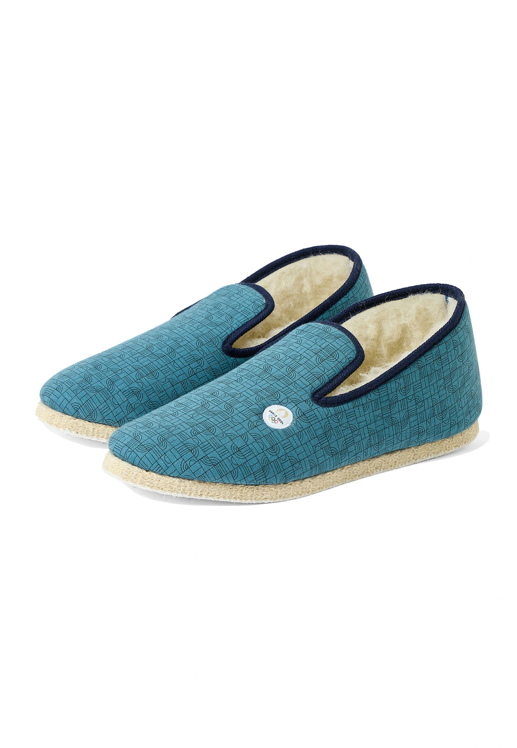 Chaussons d'intérieur en laine-Charentaise imprimé Athlète