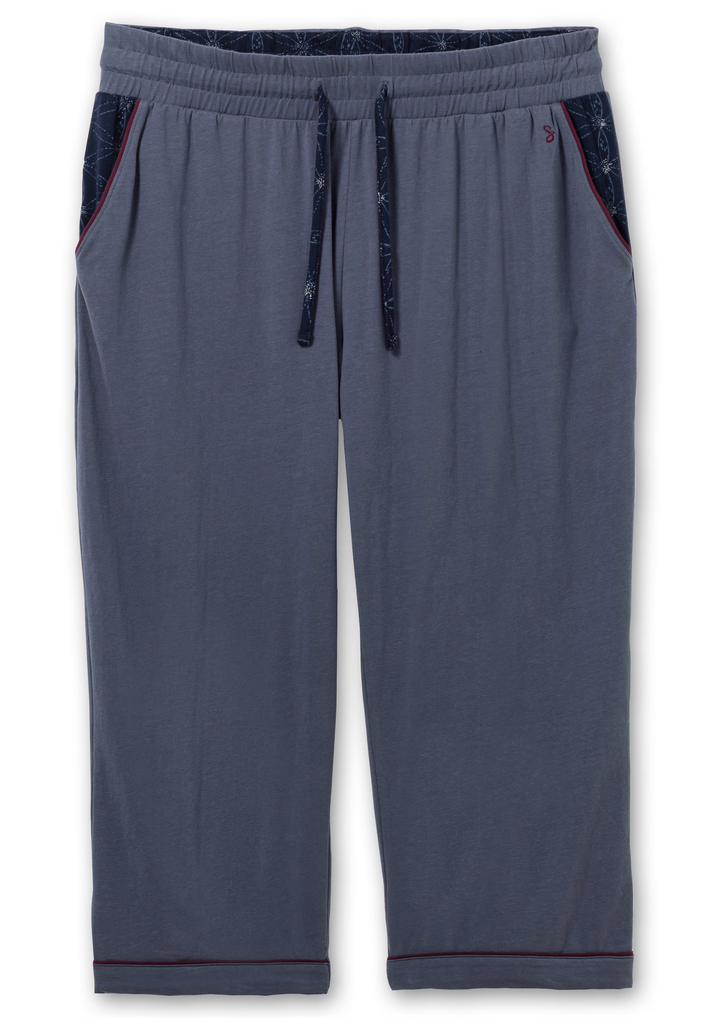 3/4-Schlafhose mit Kontrastdetails und Bindeband