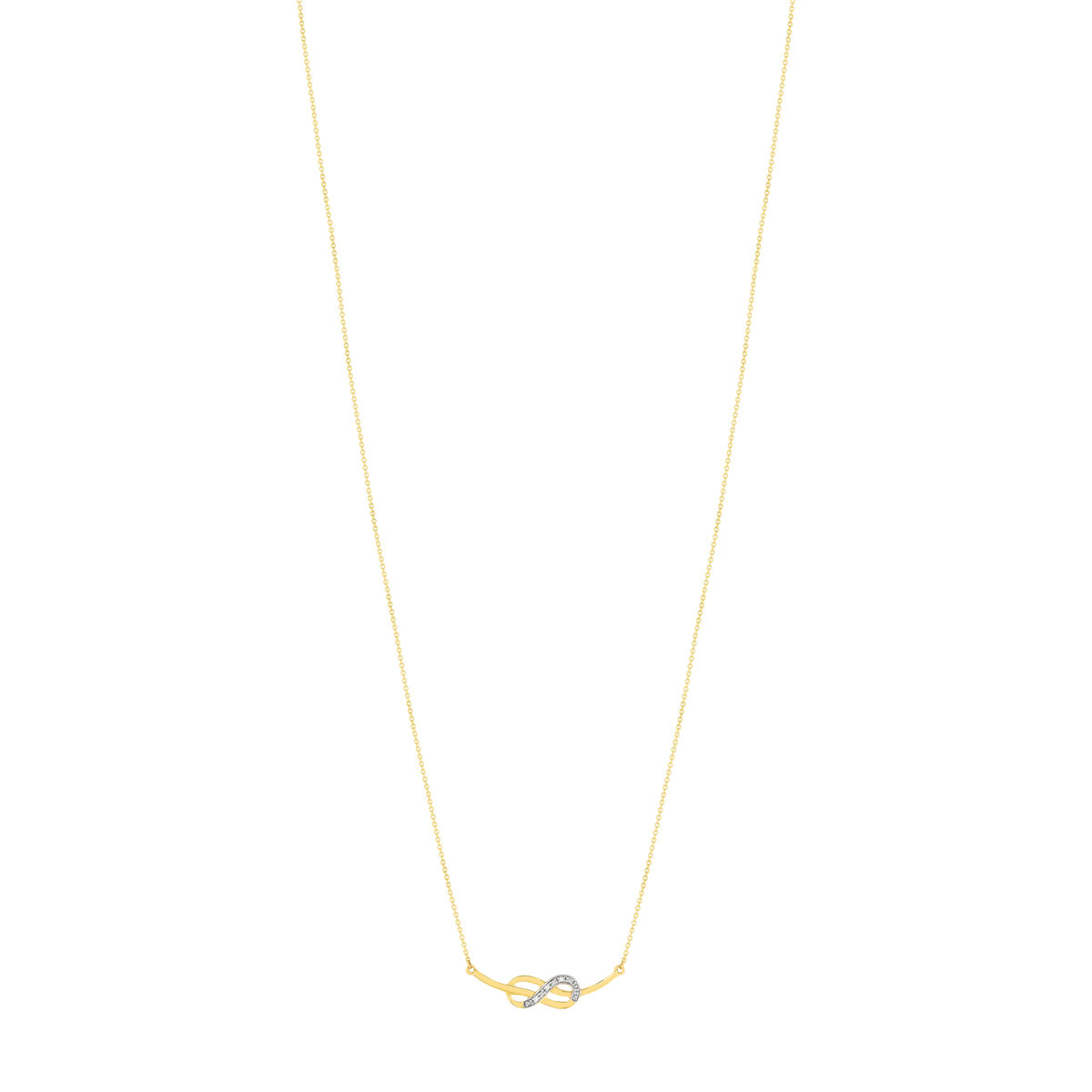 Collier or jaune 375 2 tons diamants infini 45 cm