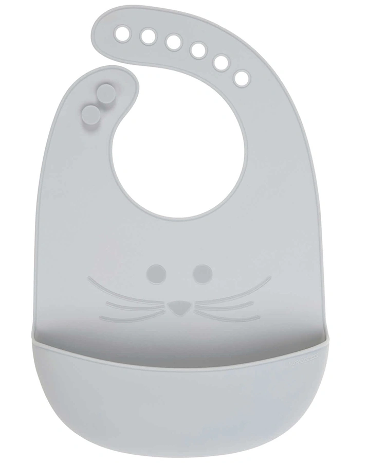 Silikon-Lätzchen LITTLE CHUMS – MOUSE mit Auffangschale in grau
