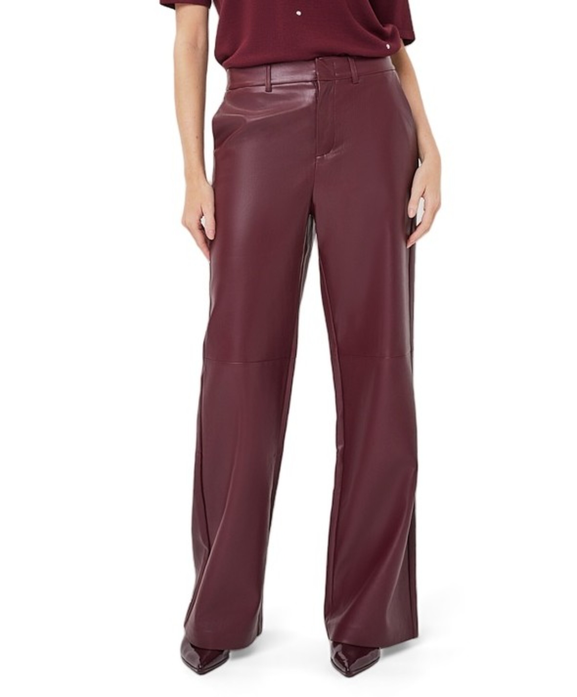 EsQualo Wide PU dames broek bordeaux