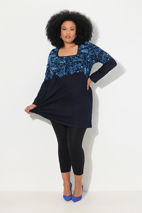 Longshirt, A-Linie, Carree-Ausschnitt, Langarm