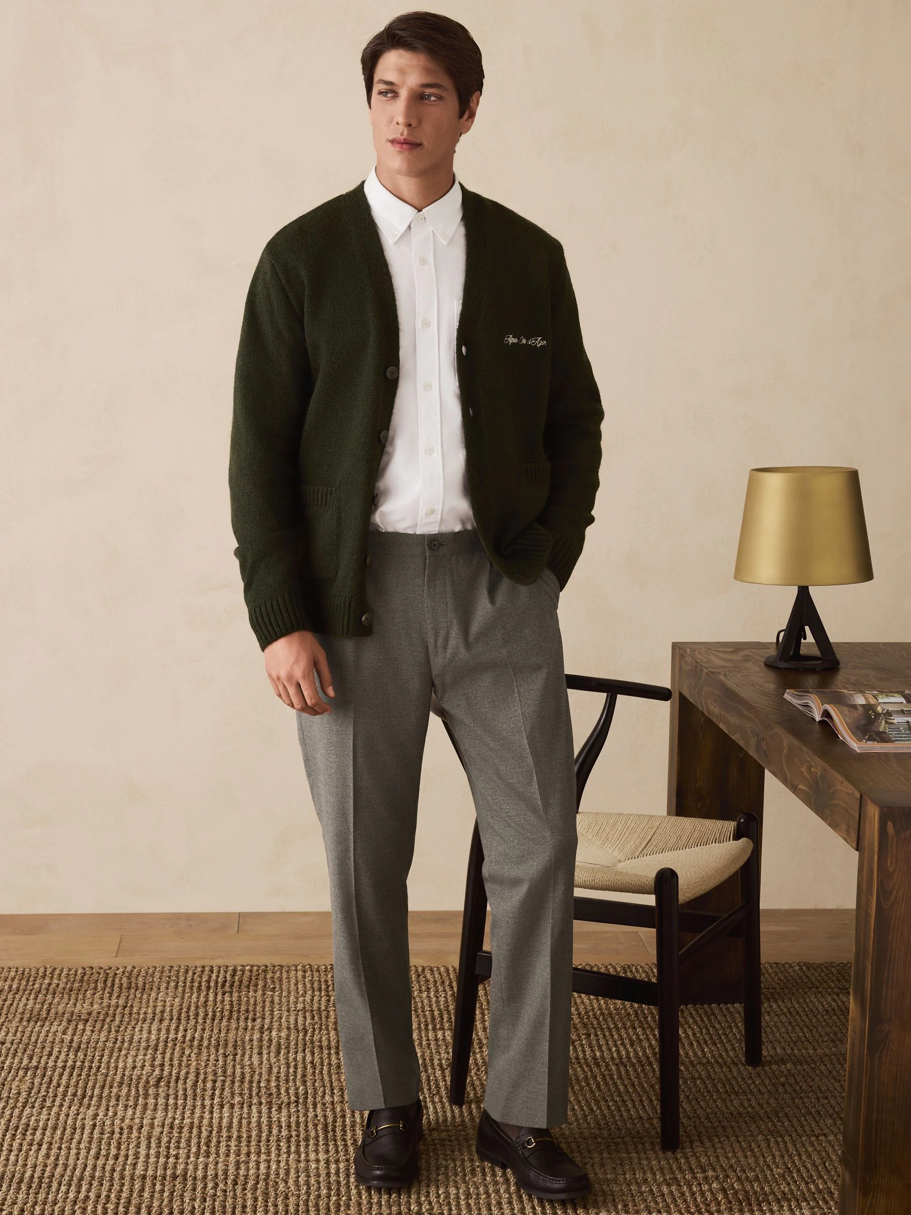 Neutraal - Regular Tapered Fit Smart Textured Soft Touch Trousers